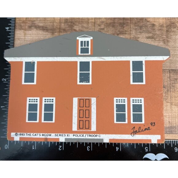 Vintage 1993 Cats Meow Series XI State Police Troop C Building Wooden Collectibl - Picture 2 of 2